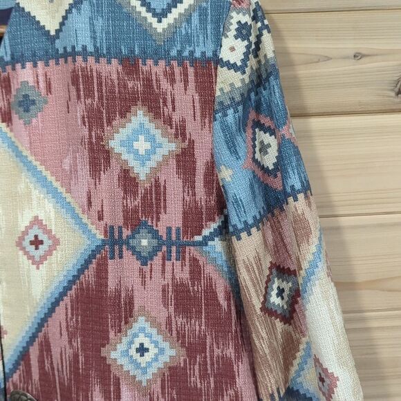 Vintage Western Jacket Womens Large Multicolor Pastel Southwestern Print Cropped - Picture 4 of 9